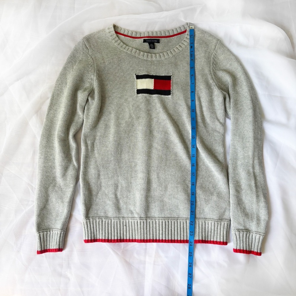 Tommy Hilfiger Womens S Grey Flag Logo Crewneck Sweater - Picture 4 of 5